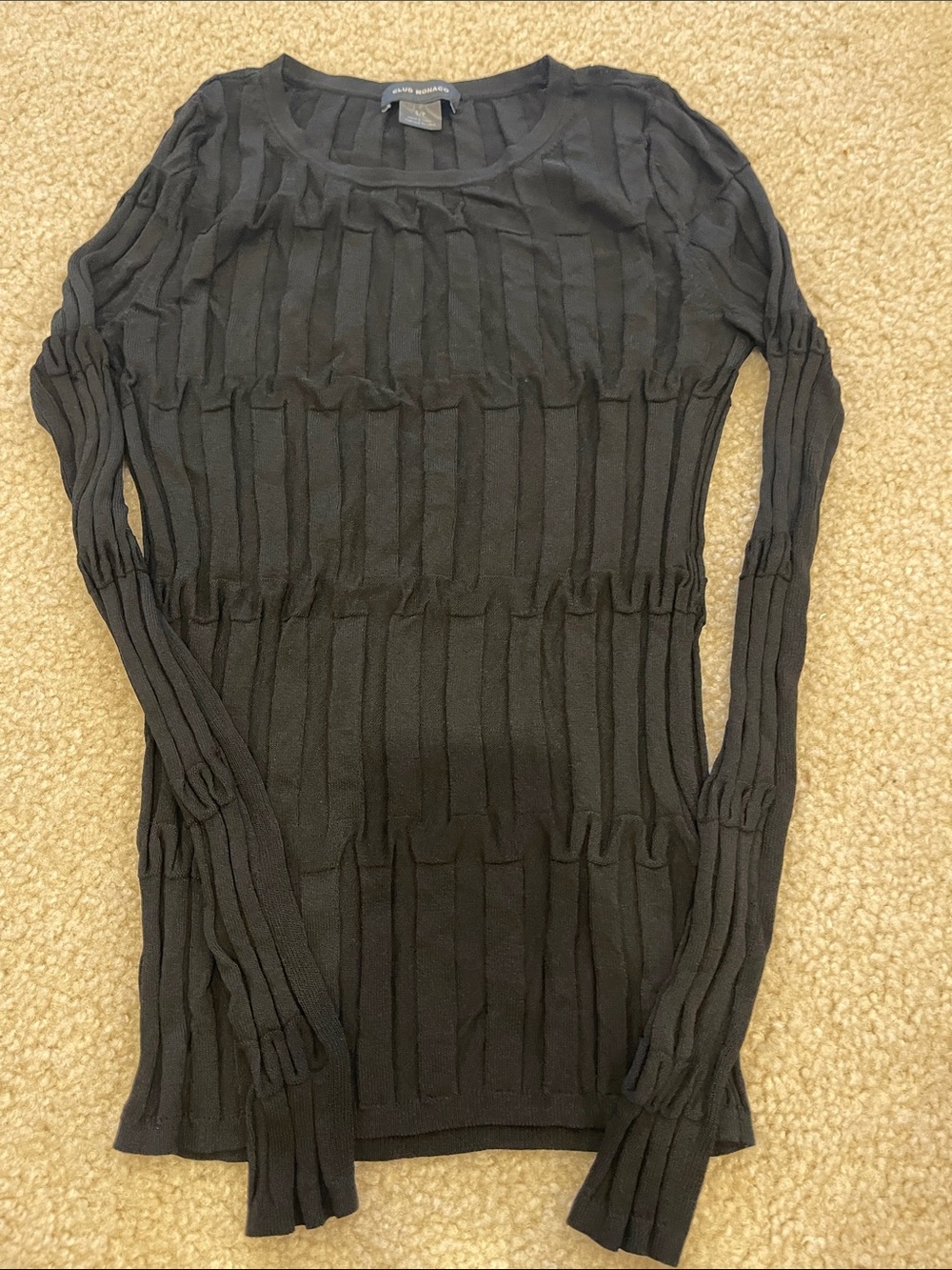 Club Monaco Black Ribbed Long Sleeve top Size small